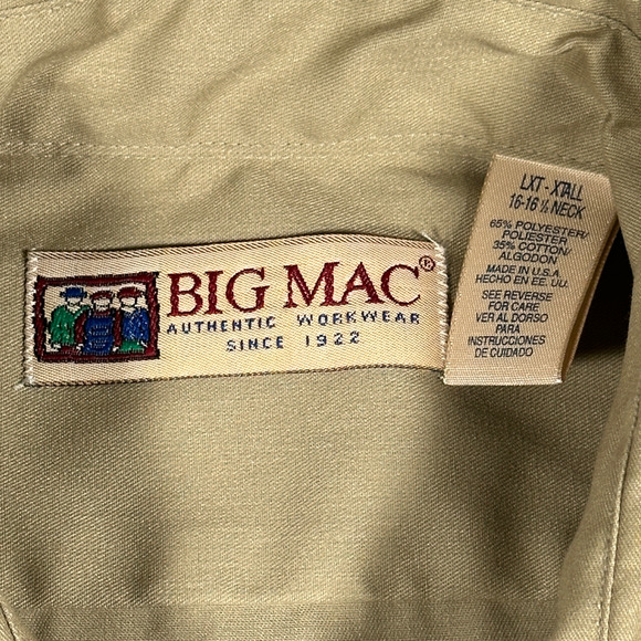 Vintage Big Mac Shirt Adult LARGE Brown JC Penney Workwear Uniform Prison USA - Picture 4 of 9